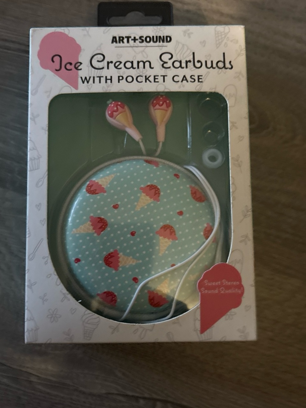 ART+SOUND Ice Cream Earbuds with Pocket Case - Mint & Pink